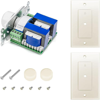RECOIL VC-R100 100W Impedance Matching Wall Mount Volume Control Knob, Flush in-Wall Plate Rotary Knob for Hi-Fi Home Audio, for Dedicated Audio Zone Volume Adjustment, White Ivory Plates Included