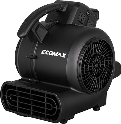 ECOMAX Air Mover, 950 CFM, Floor Fan, Carpet Dryer, Blower Fan, 3-Speed Mode, 3 Blowing Angles, Daisy Chain, Timing Function, for Water Damage Restoration, Flooding, Plumbing, Gym and Home, EMAM1090A
