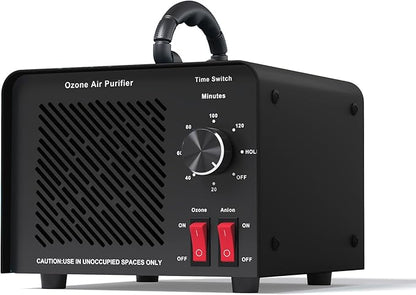 120,000mg/h 0zone Generator High Capacity Ozone Machine & 1 Billion Negative Ion Air Purifier for Home, Car, Pet Odor Removal, O3 Odor Eliminator up to 8,000 Sq. Ft.(Black)