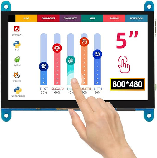 ELECROW 5 Inch Touch Screen Monitor for Raspberry Pi - 800×480 Mini Monitor Touchscreen LCD Display Compatible with Raspberry Pi 5/4/3B+/3B, BB Black, Banana Pi, Jetson Nano, Windows, PC