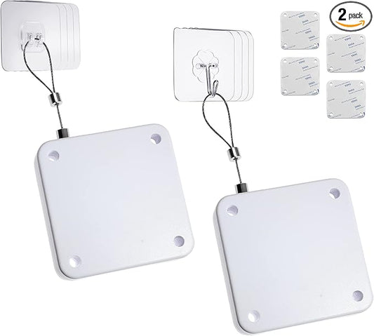 Rierdge 800g Set of 2 Punch-Free Automatic Sensor Door Closer, Multifunctional Drawstring Auto Door Closer for Residential Commercial Bedroom Room Storm (2 Pcs White)