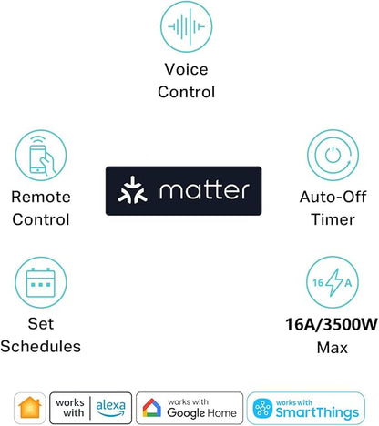 Matter Smart Power Strip,WiFi Flat Plug Strip with 4 Smart Outlets and 4 USB Ports, Voice/APP Remote Control,5 Ft Extension Cord Surge Protector,Compatible with Alexa, Apple HomeKit and Google