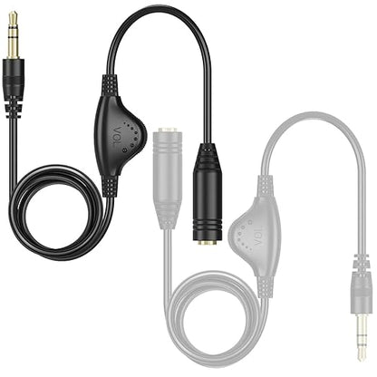 PChero Headphone Extension Cable with Volume Control, 2 Packs 6.6ft 3.5mm Audio Male to Female Aux Adapter Sound Stereo Extender Cord for Headset Smartphones Tablets