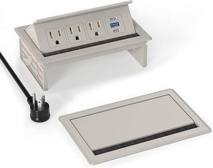 Recessed Conference Table Power Hub with 20W USB-C PD Fast Charging, Flush Mounted for Desks, Kitchens & RVs, 6FT Power Cord (Golden)