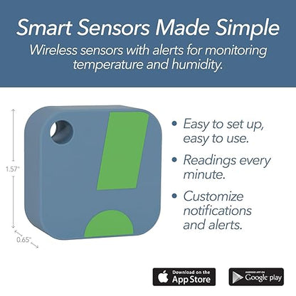 SensorPush HT1 Smart Temperature Sensor & Humidity Sensor - Thermometer & Hygrometer w/App Monitoring - Indoor/Outdoor Temperature and Humidity Monitor w/Heat Index for RV, Fridge & More