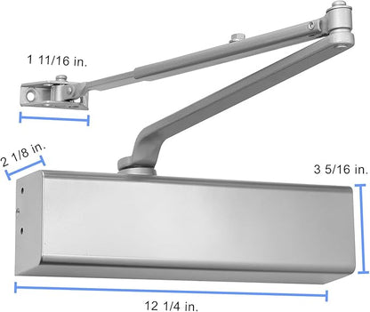 Lawrence Heavy Duty Door Closer Commercial Grade 1 - Adjustable 6-Speed Delayed-Action Door Control with 3 Pistons – Flexible Installation with Included Hardware - Embassy Series LH816