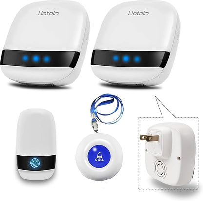 LIOTOIN Caregiver Pager Wireless Alert System - 2 Call Buttons, 2 Receivers, 600+ft Range, Nurse/Patient Alert