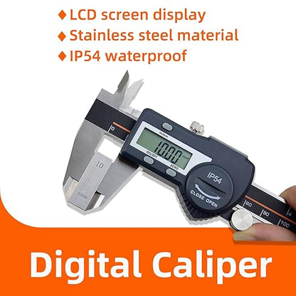 AICEY Digital Caliper Measuring Tool, IP54 Waterproof Stainless Steel Electronic Caliper with Large LCD Display Digital Micrometer, Available in, 8in/200mm,（ACE-KC20