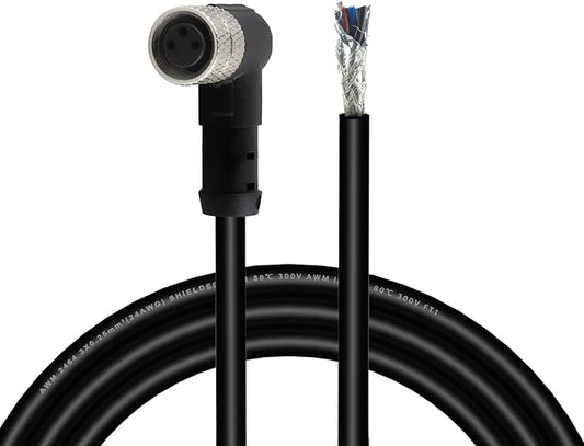 Lonlonty M8 Connector Aviation Sensor Cable - Female 3 Pin Right Angle 6.5Ft/2M Aviation Socket Shielded Electrical Cable for Industrial Automation Control,Fieldbus Module,Device Network