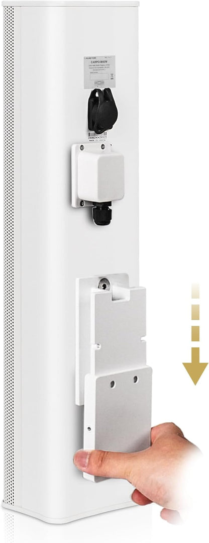 Sound Town Weatherproof Compact Aluminum Line Array Column Speaker with Wall Mount Bracket, 4 x 3 Woofers, 2 x 1.2 Dome Tweeters, White, for Church, Indoor & Outdoor Installation (CARPO-M42W)