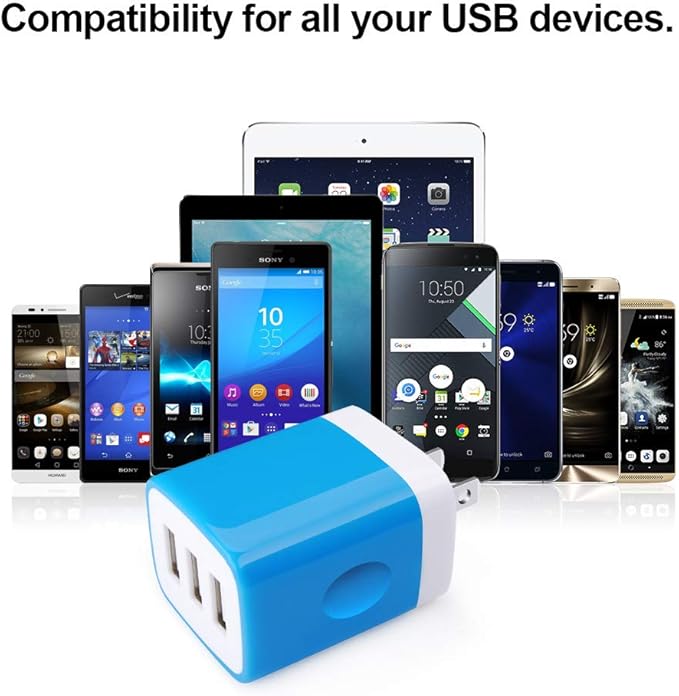Wall Charger Adapter,USB Cubes,3Pack Universal Travel 3.1A 3 Muti Port Plug Charging Block Compatible with iPhone 16,15,14,13,12,SE 2020,11 Plus,Samsung GalaxyS24,S23,S22,S21 Ultra Plus FE, LG