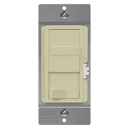 TOPGREENER Digital Dimmer Switch for 200W Dimmable LED/CFL Lights, Single Pole/3-Way LED Slide Dimmer, Neutral Wire Not Required, UL Listed, TGSDS3-I, Ivory, 1 Pack