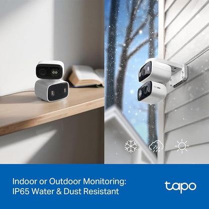 Tapo 2K 3MP Indoor/Outdoor Dual Lens Pan/Tilt Security Camera – 125° Wide-Angle + 6mm Telephoto, Free Person/Vehicle Detection, 360° View, SD/Cloud, Works w/Alexa & Google Assistant – HybridCam Duo