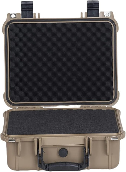 MEIJIA Portable All Weather Waterproof Protective Case,Hard Case,Camera Case With Customized Fit Foam,Fit Use of Drones,Camera,Equipments,Pistols,13.35 x11.63x5.98inches (Desert Tan)