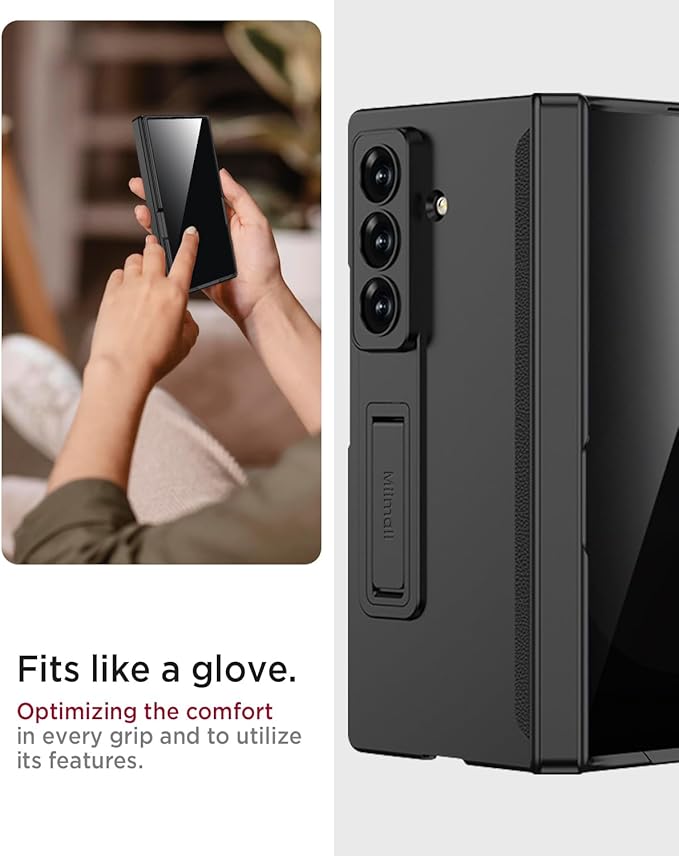 Miimall for Samsung Galaxy Z Fold 7 Case with Privacy Screen Protector, [Anti Spy] Built-in Adjustable Kickstand & Magnetic Hinge Protection Full-Body Protective Case for Galaxy Z Fold 7 5G Black