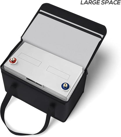 FLASLD Large Fireproof Lipo Bag for 100Ah Lithium Battery Storage and Charging, 14 x 7.8 x 9.5in Waterproof Box for Documents and Valuables