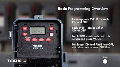 EWZ Series Multipurpose Control Astronomic 7 Day Time Switch, 120-277 VAC Input Supply, 1 Channel, DPST Output Dry Contact