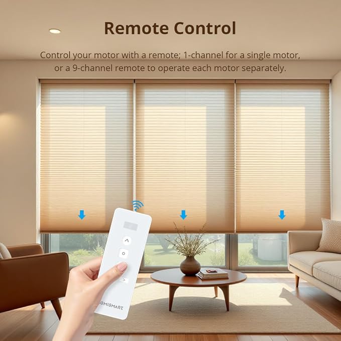 Blindsmart Rechargeable Tuya Zigbee Roller Blinds Motor for 38mm Tube, Motorized Window Shades Automatic Blinds Curtain Opener APP Control, Zigbee Hub Required (with 1-Channel Remote)