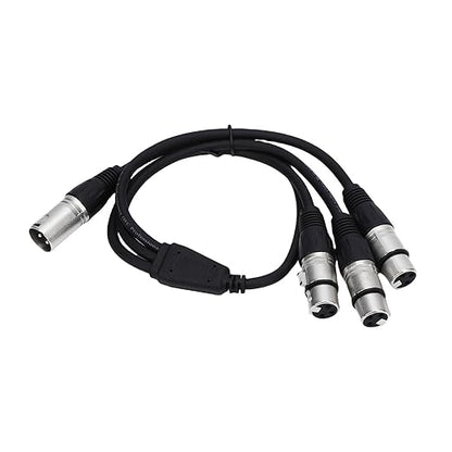 Estink XLR Splitter Cable 3 Pin Male to 3 Female Y Splitter with Zinc Alloy Connectors for Balanced Audio Signal in Studio Live Performance 2ft