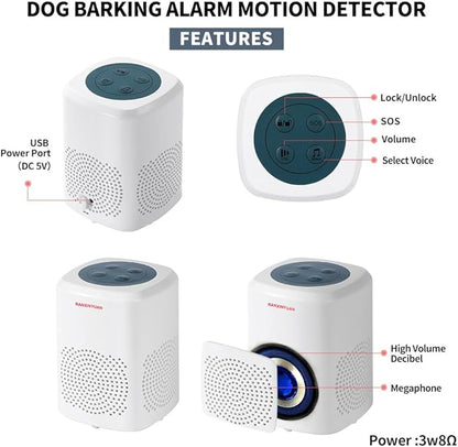 Dog Barking Alarm Motion Detector Outdoor Pir Human Body Motion Sensor Alarm Electronic Deterrent Motion Activated Home Security (2 Detectors+ 1 Receiver)