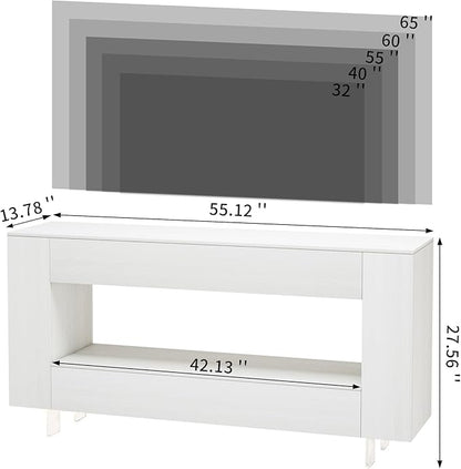 Vavkorkula TV Stand for 65 Inch with 2 Large Drawers & Hidden Storage Cabinets, Modern Farmhouse Entertainment Center Television Stands for Living Room Bedroom, White