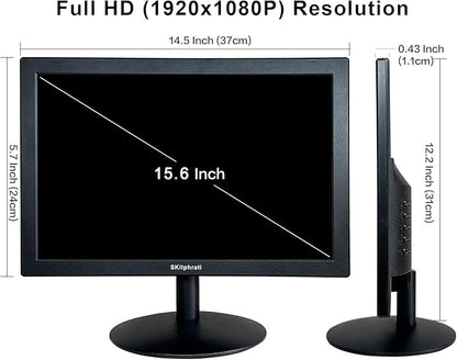 SKitphrati 15.6 Inch Small PC Monitor, FHD VA 1080P Desktop Display with 1920x1080 99% sRGB HDMI VGA Ports, VESA Mounting, LED Monitor for PC, Laptop and Computer, Black