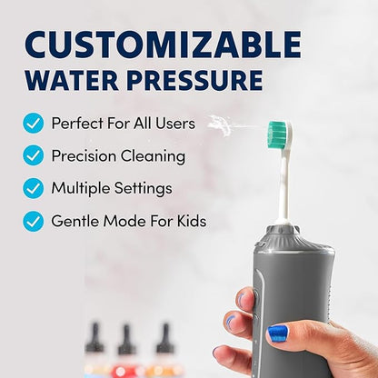Professional Water Flosser - Advanced Dental Care for a Healthier Mouth, Gum, and Teeth - IPX7 Waterproof Oral Irrigator | 7 Replacement Tips, Travel-Friendly, Rechargeable - Oral Hygiene (Grey)