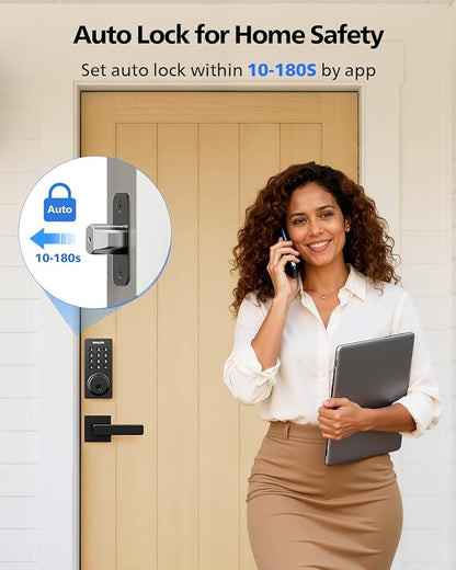 Philips Wi-Fi Smart Door Lock, Keyless Entry Door Lock with App Control,Fingerprint ID,Auto Lock,Keypad Deadbolt with Wi-Fi Bridge Adaptor,Smart Locks for Front Door-Satin Nickel