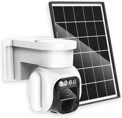 4G LTE Cellular Security Camera Wireless Outdoor，No Wifi Solar Powered Outside Camera , 2K Color Night Vision, PIR Motion Sensor, 360° Live View, 2-Way Audio, SIM Card $ SD Card Included, Free Trial