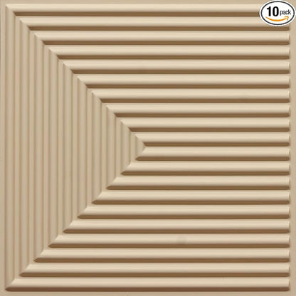From Plain To Beautiful In Hours 9004 Depth Tier PVC 12 in x 12 in Peel and Stick Wall Panels (Covers / 10 sq.ft), Dairy Cream, 10 Piece