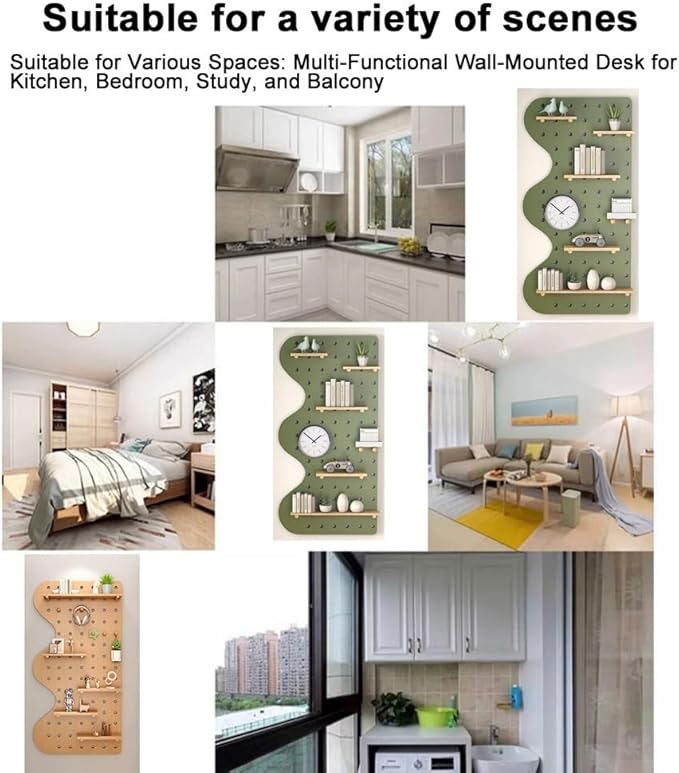 Natural Wood Wall Organizer - 23.6"x47.2" Hanging Display Panel for Home & Office, Entryway, Kitchen Storage Solutions, Perforated Organizer Kits