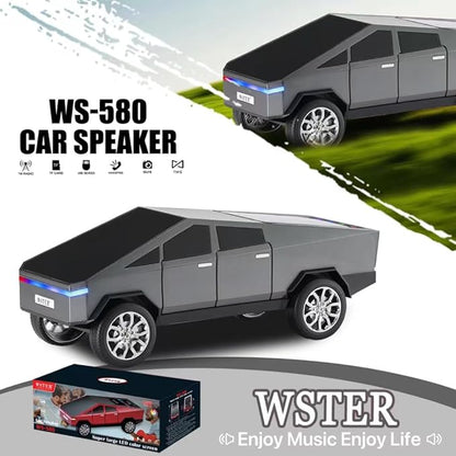 Futuristic Pickup Truck Bluetooth Speaker with LED Display Screen – Practical Gift Choice for Car Model Fans & Audio Users, TWS Stereo, FM Radio, USB/TF Playback, Front LED Headlights, Mic(Gray)