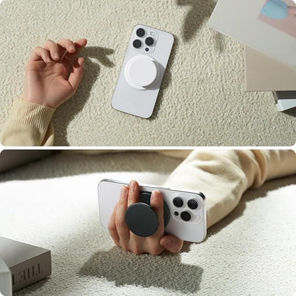 Sinjimoru for MagSafe Phone Grip, Soft Silicone Magnetic Finger Grip for iPhone 16/15/14/13/12, Comfortable One-Touch Holding, M-Tap Tok Black