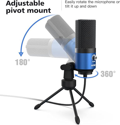 FIFINE USB Computer Microphone for Recording YouTube Video Voice Over Vocals for Mac & PC, Condenser Mic with Gain Control for Home Studio, Plug & Play - K669L