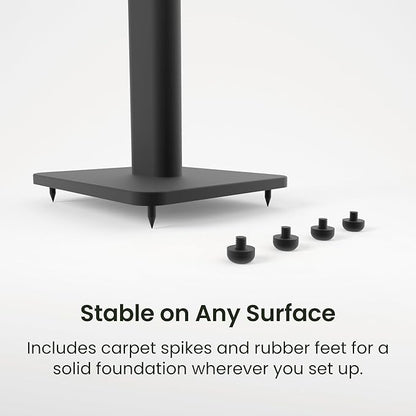 Kanto SPH Universal Height Adjustable Floor Speaker Stands for Bookshelf Speakers up to 30 lb (13.6 kg) | 24”-42” Height Adjustment | Internal Cable Management | Pair | Black