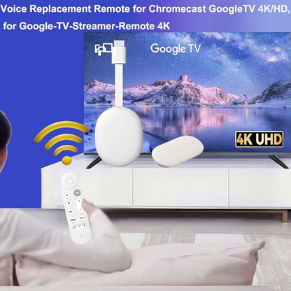 New Replacement Voice Remote Control for Chromecast-Google-TV 4K/ HD, for Google TV Streamer 4K Box, with Voice Function, with 2 Shortcut Buttons