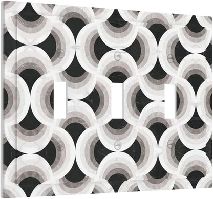 Bvtewkhz Black/White Art Marble 3 Gang Triple Toggle Decorative Light Switch Covers Electrical Faceplate Switch Plates for Bathroom Kitchen Home