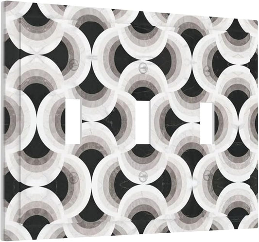 Bvtewkhz Black/White Art Marble 3 Gang Triple Toggle Decorative Light Switch Covers Electrical Faceplate Switch Plates for Bathroom Kitchen Home