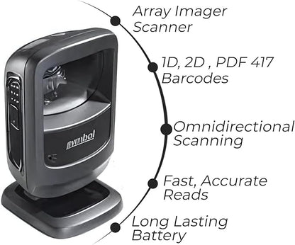 Zebra DS9208 Hands-Free Barcode Scanner Bundle - Symbol Motorola 2D Scanner - High-Speed Zebra DS9208 Barcode Scanner for Retail & POS Systems - Durable & Efficient (Renewed)