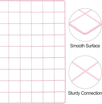 PATIKIL 18"x26" Wire Grid Panel, 2 Pack Board Photo Pictures Memo Display Grid Panels Hanging Organizer Wall Decorative Panel for Home Office Wedding, Pink