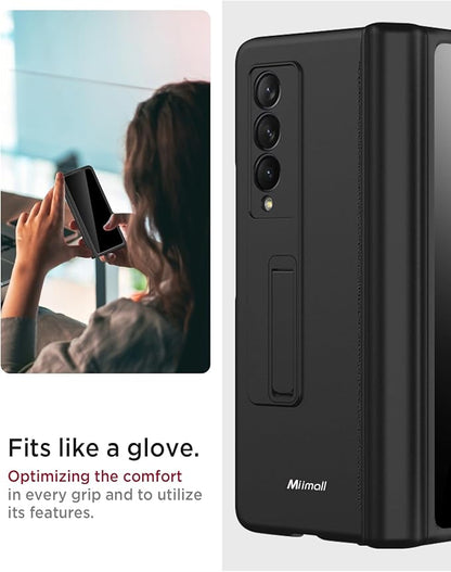 Miimall for Samsung Galaxy Z Fold 3 Case with Privacy Screen Protector, [Anti Spy] Built-in Adjustable Kickstand & Magnetic Hinge Protection Full-Body Protective Case for Galaxy Z Fold 3 5G Black