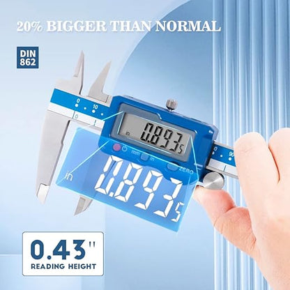 Dasqua 12”/300mm Digital Caliper, Stainless Steel Precision Measuring Tool with Advanced Dual Chip, Large LCD, Resolution 0.0005”/0.01mm, Accuracy ±0.0012”/0.03mm