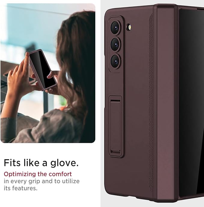 Miimall for Fold 6 Case with Privacy Screen Protector, Z Fold 6 Phone Case Stand, Heavy Duty, Full-Body Magnetic Hinge Protection Shockproof All-Inclusive Cases for Galaxy Z Fold 6 Wine Red