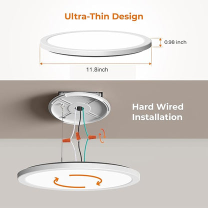 Matane Motion Sensor LED Ceiling Light with Remote, 12 Inch Wired Flush Mount Light 3000K 4000K 5000K, 2400LM Dimmable Motion Sensor Light Indoor for Closet Hallway Laundry Stairs White New Version