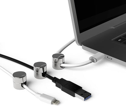 ICONIT Cable Anchors for Desk Organization | Premium Aluminum Cord Organizers | Charger + Cable Management Clips for Home & Office | Stylish, Sturdy, & Functional | (3 Pack) (Silver)