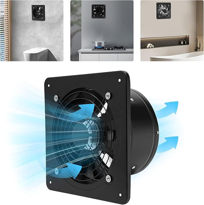 XUFOPLY 10 Inch Exhaust Fan, 110V 100W Wall Mounted Vent Fans 2600RPM Kitchen Bathroom Windows Fan Metal Extractor Fan for Attic, Garage, Window Ventilation (Black, 10 Inch)