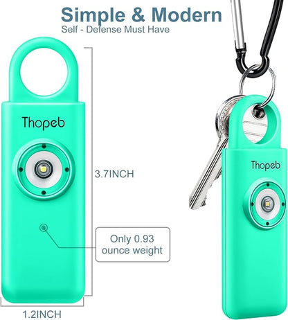 Thopeb–The Original Personal Safety Alarm for Women Self Defense – Elders & Kids Self Defense Keychain Siren – 135dB Loud Siren Bird Sound – Cute Key Chains Protection (Lake Green)