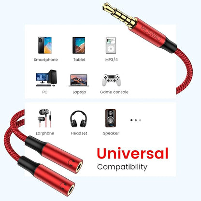MOSWAG Headphone Mic Splitters Adapter Audio Headphone Connector Mutual Convertors for Gaming Headset, PS4, Xbox One, Notebook, Mobile Phone and Tablet