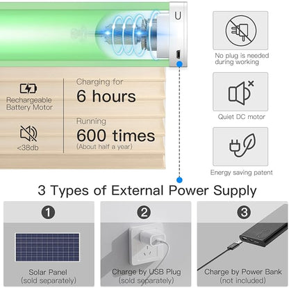 Tokblind Motorized Sheer Shade with Remote Control, Light Filtering Electric Roller Blind Compatible with Alexa via Hub, Rechargeable Smart Window Shade Custom Size (Light Filtering Coffee)