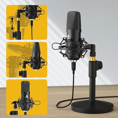 MAONO USB Microphone Kit 192KHZ/24BIT AU-A04T PC Condenser Podcast Streaming Cardioid Mic Plug & Play for Computer, YouTube, Gaming Recording